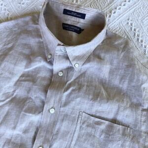 Daniel Cremieux 100% Linen Button Down Shirt Men’s XL Beige Tan Classic Casual